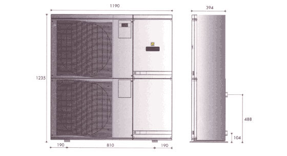 Dimensions de la pompe à chaleur EDENPAC 6D