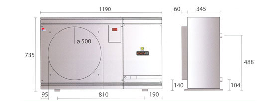 Dimensions de la pompe à chaleur EDENPAC LT