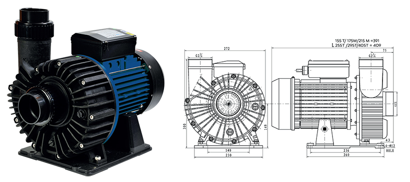 Dimensiones bomba 215m kit balneo