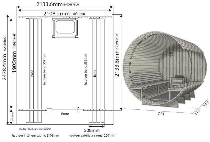 Dimensiones sauna grandview Dimensiones sauna grandview