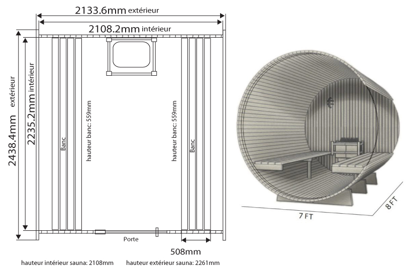 Dimensiones sauna lewisburg 