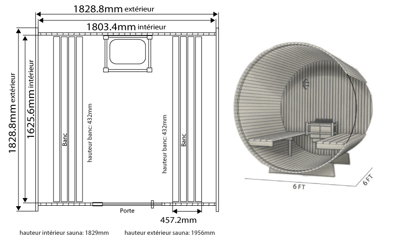 Dimensiones sauna pinnacle 