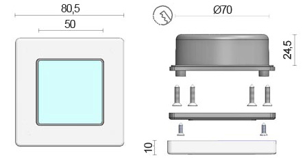 Dimensiones spot halogeno cuadrado hamman