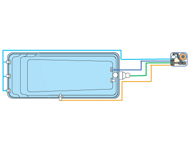 Esquema del sistema de filtración de la piscina de poliéster PAROS