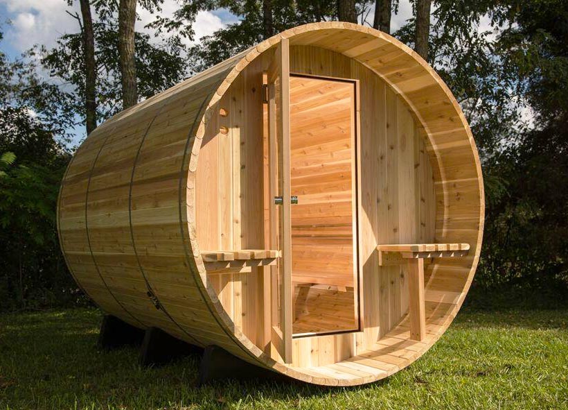 Sauna barrel weston al exterior Sauna barrel weston al exterior