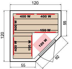 Esquema dimensiones sauna luxe 3