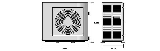 Dimensions de la pompe à chaleur CLIMEXEL 11kW