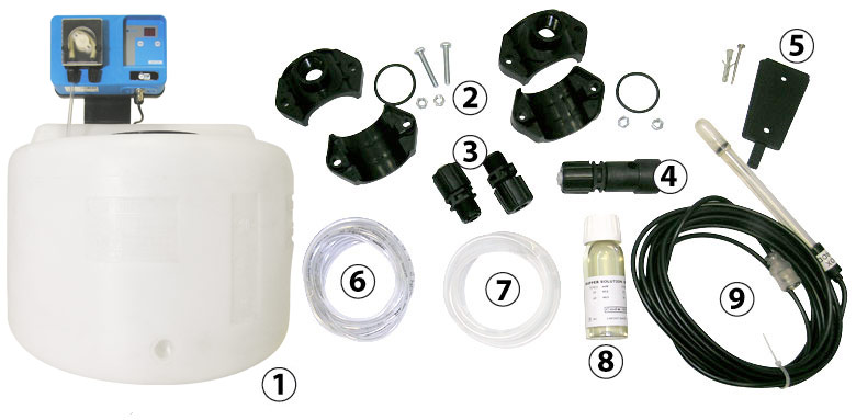 Kit de regulación autómatica de pH con depósito de relleno TOP pH Kit de regulación autómatica de pH con depósito de relleno TOP pH